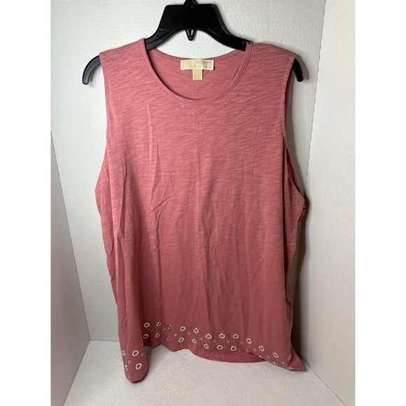 Michael Kors Womens XL Sleeveless Cold Shoulder Tank Top Pink Casual - Picture 1 of 5